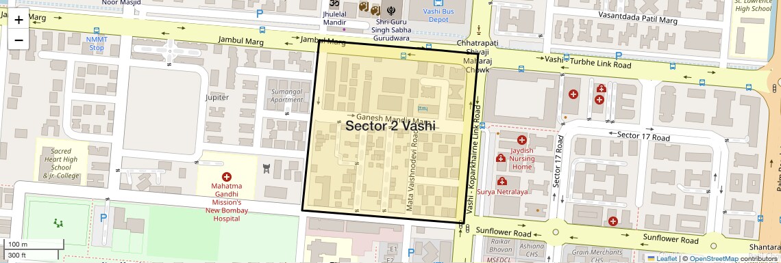 Location Map of Sector 2 Vashi, Navi Mumbai