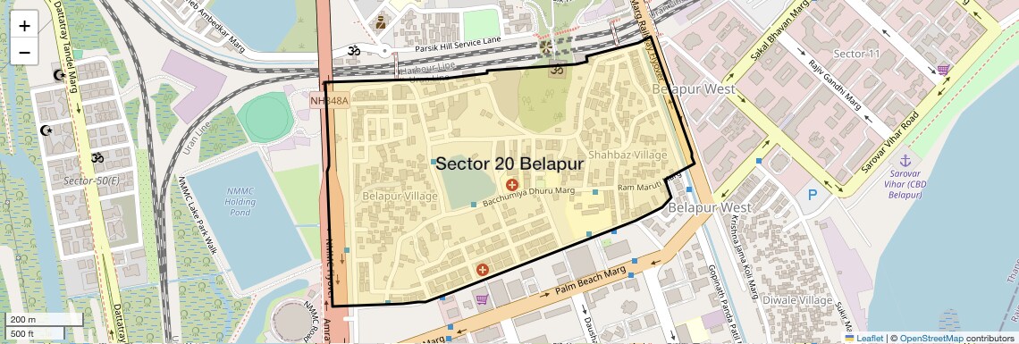 Location Map of Sector 20 Belapur, Navi Mumbai