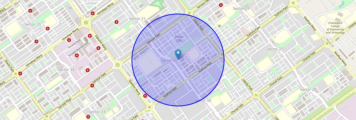 Location Map of Sector 20, Chandigarh