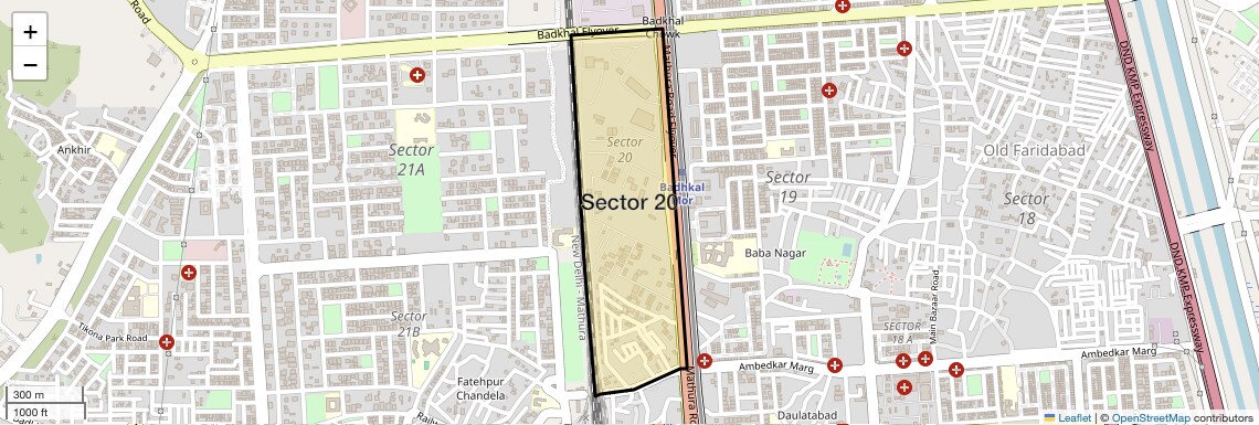 Location Map of Sector 20, Faridabad