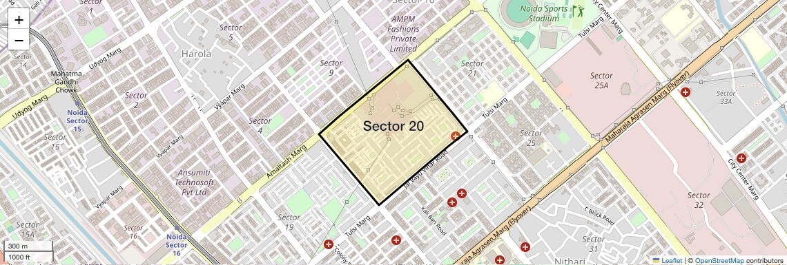 Location Map of Sector 20, Noida