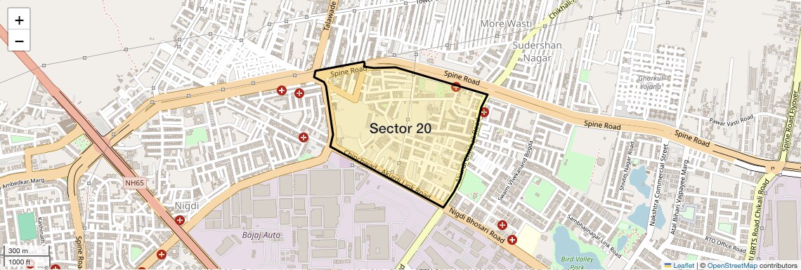 Location Map of Sector 20, Pune