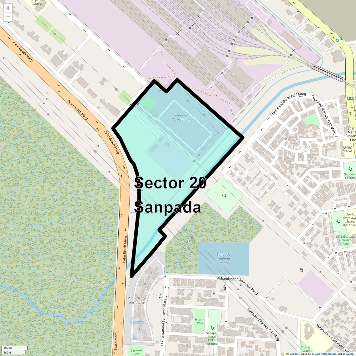 Location Map of Sector 20 Sanpada, Navi Mumbai