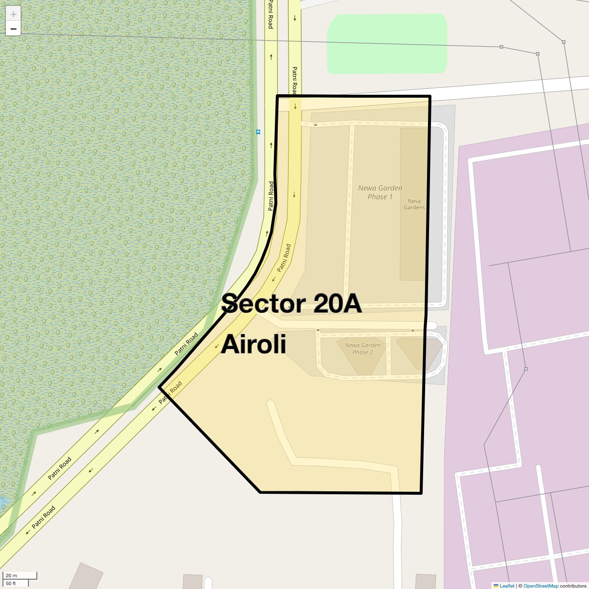 Location Map of Sector 20a Airoli, Navi Mumbai