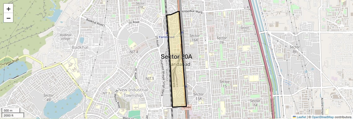 Location Map of Sector 20A, Faridabad