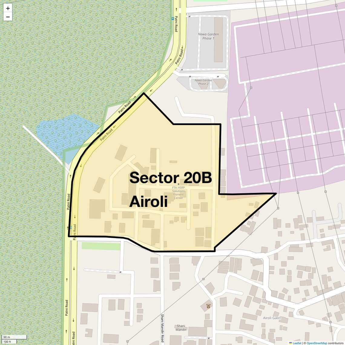 Location Map of Sector 20B Airoli, Navi Mumbai