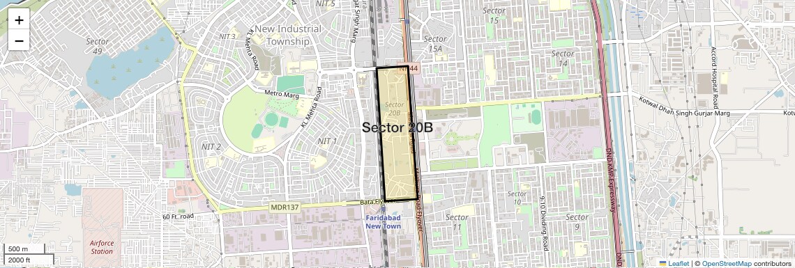 Location Map of Sector 20B, Faridabad