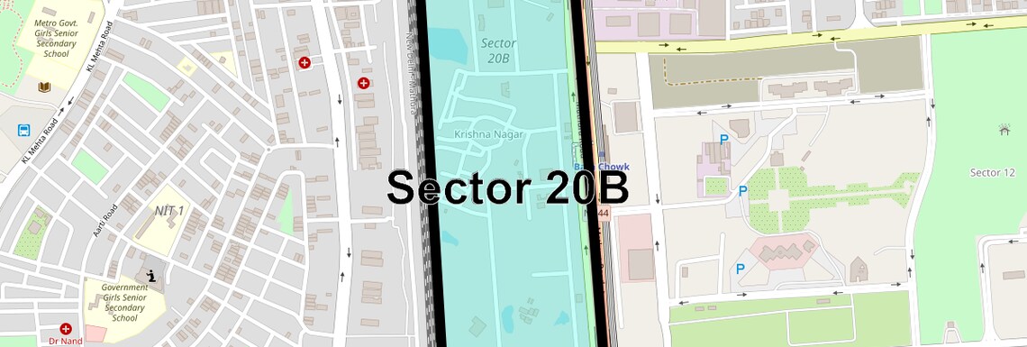 Location Map of Sector 20B, Faridabad
