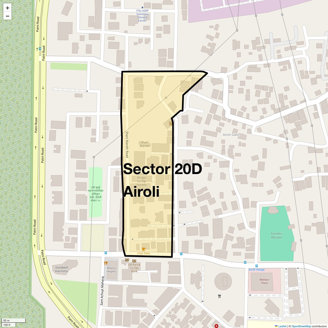 Location Map of Sector 20d Airoli, Navi Mumbai