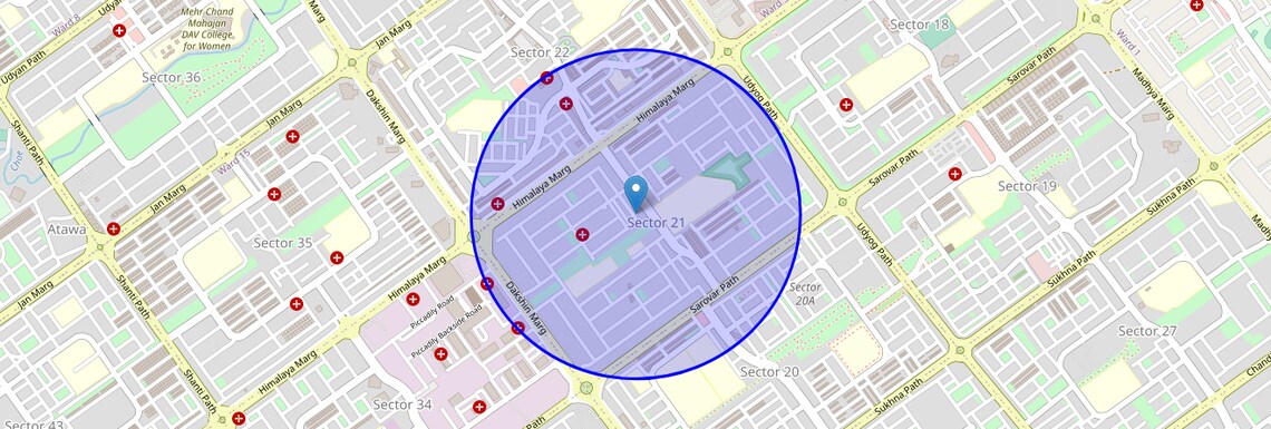 Location Map of Sector 21, Chandigarh