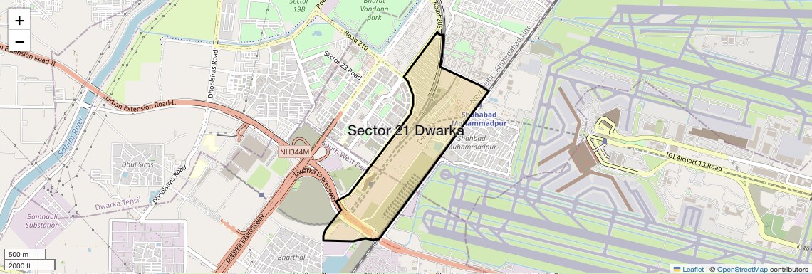 Location Map of Sector 21 Dwarka, Delhi