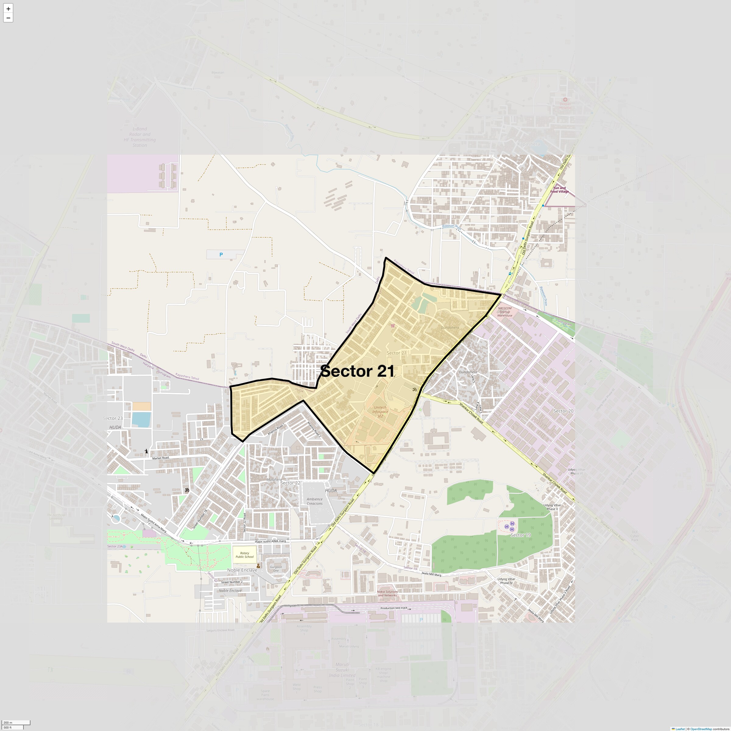 Location Map of Sector 21, Gurgaon
