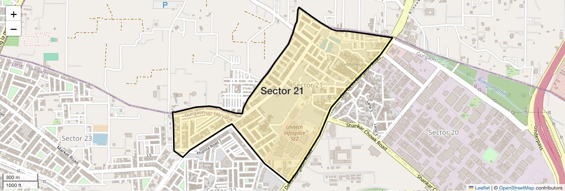 Location Map of Sector 21, Gurgaon