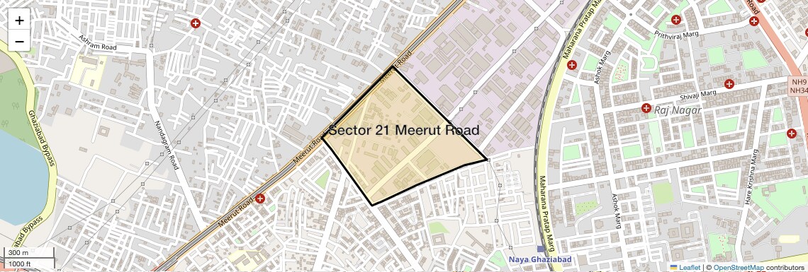 Location Map of Sector 21 Meerut Road, Ghaziabad
