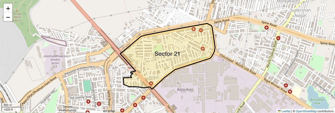 Location Map of Sector 21, Pune