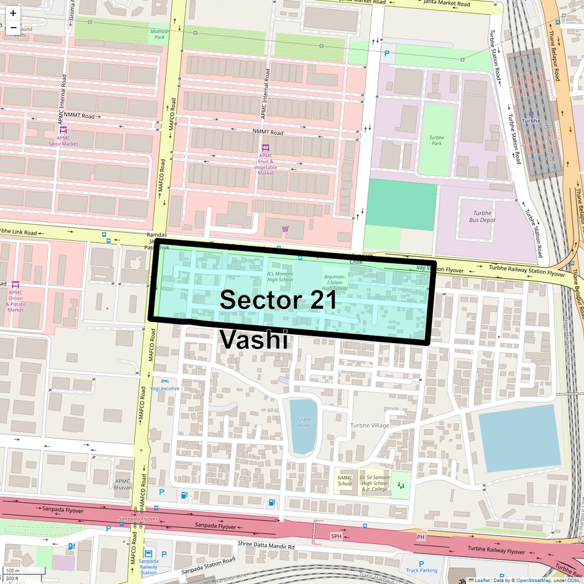 Location Map of Sector 21 Vashi, Navi Mumbai