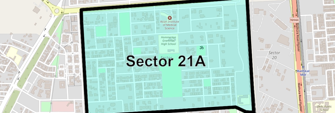 Location Map of Sector 21a, Faridabad