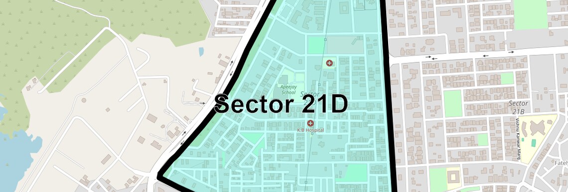 Location Map of Sector 21d, Faridabad