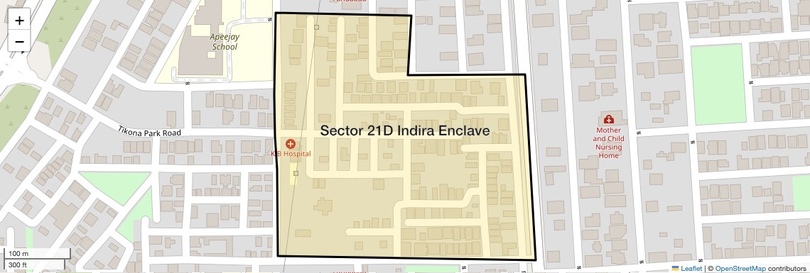 Location Map of Sector 21D Indira Enclave, Faridabad
