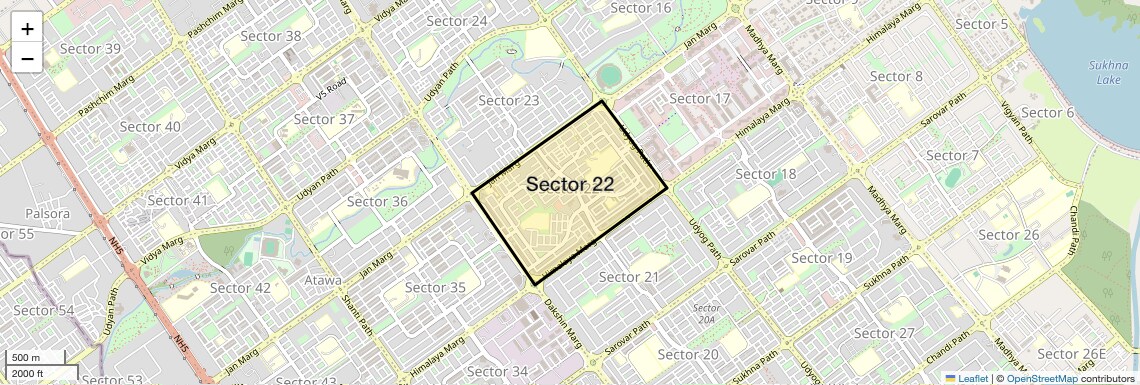 Location Map of Sector 22, Chandigarh