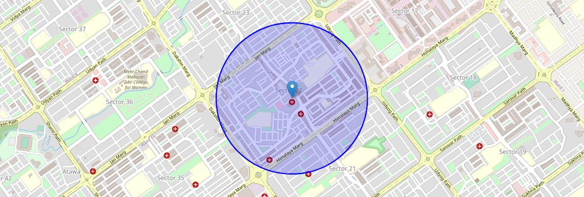 Location Map of Sector 22, Chandigarh