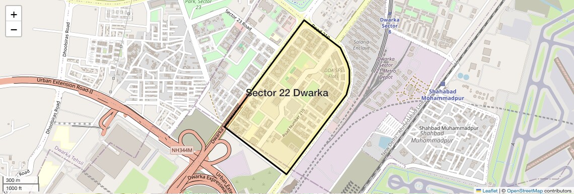 Location Map of Sector 22 Dwarka, Delhi