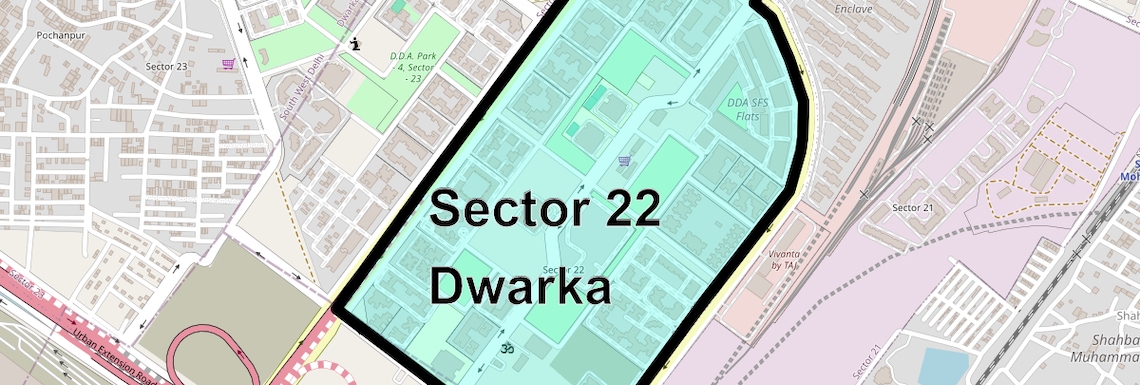 Location Map of Sector 22 Dwarka, Delhi