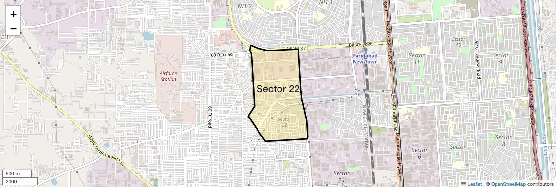 Location Map of Sector 22, Faridabad