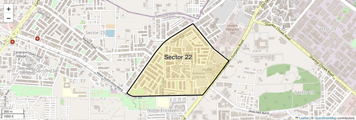 Location Map of Sector 22, Gurgaon
