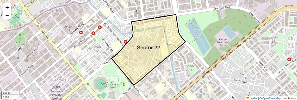 Location Map of Sector 22, Noida