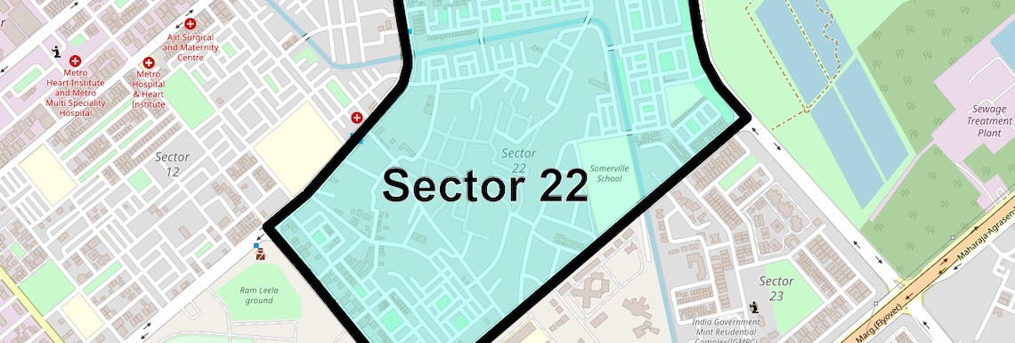 Location Map of Sector 22, Noida