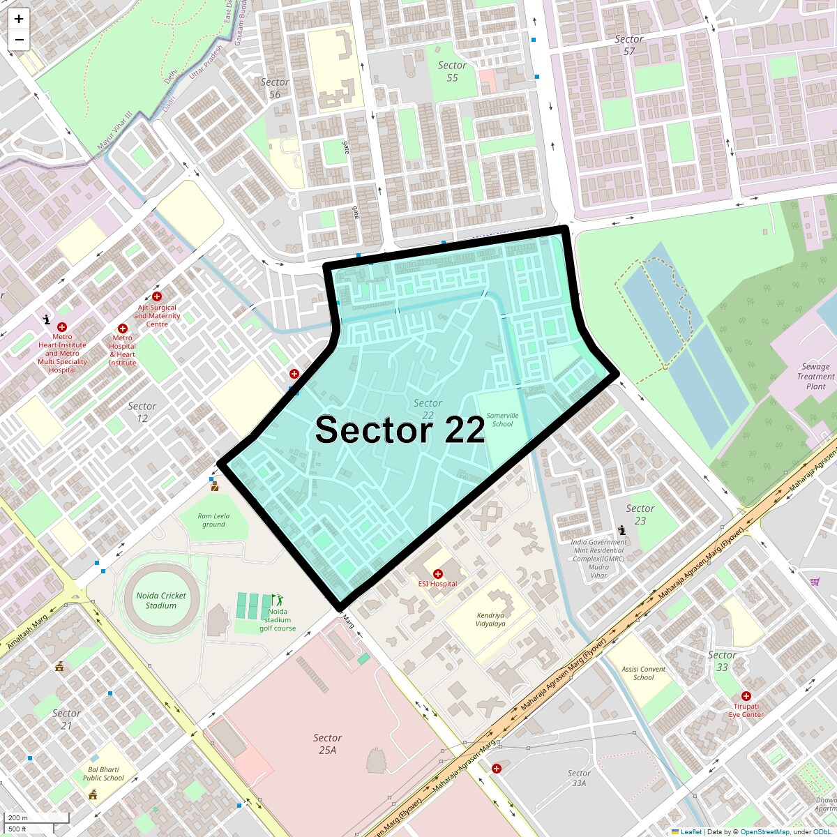 Location Map of Sector 22, Noida