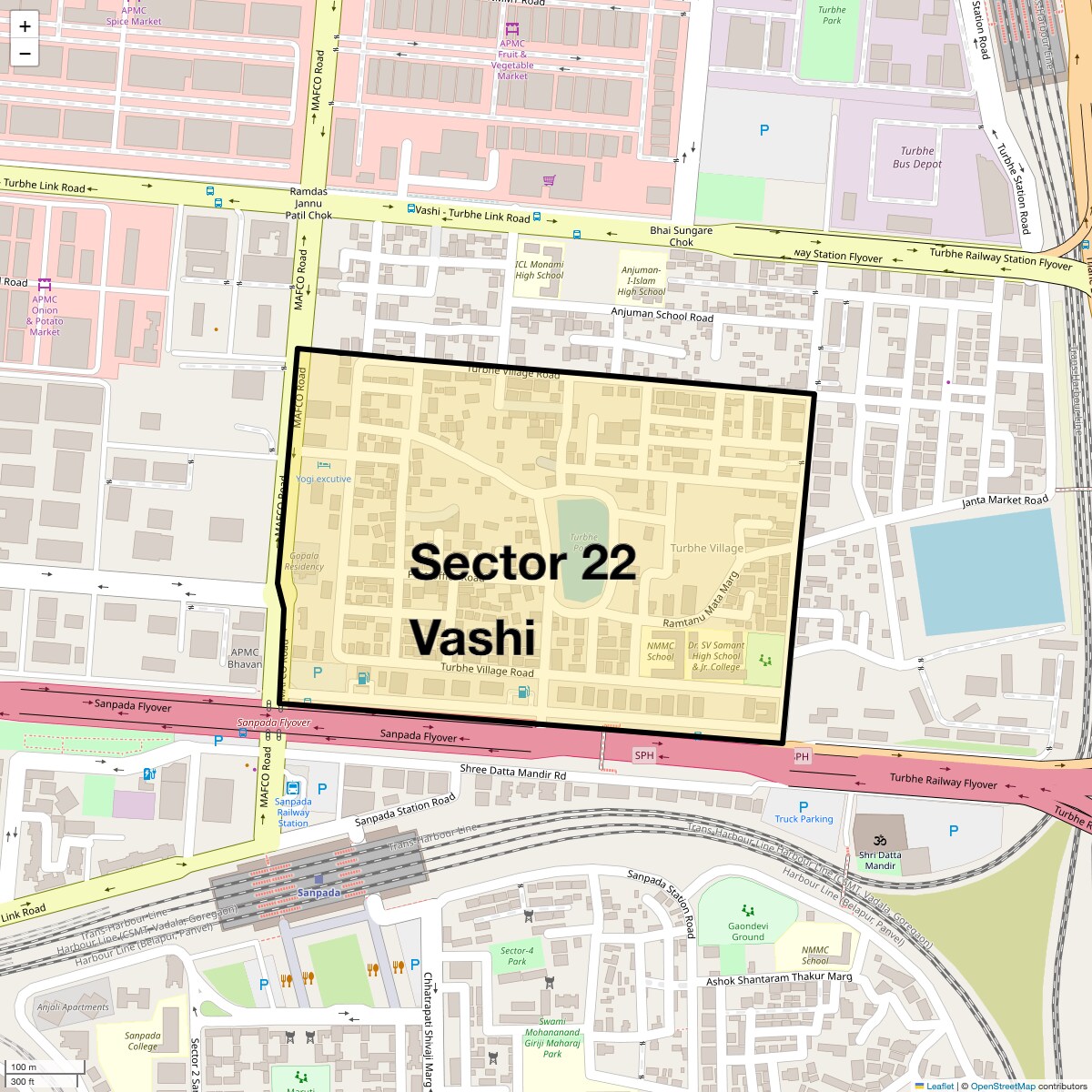 Location Map of Sector 22 Vashi, Navi Mumbai