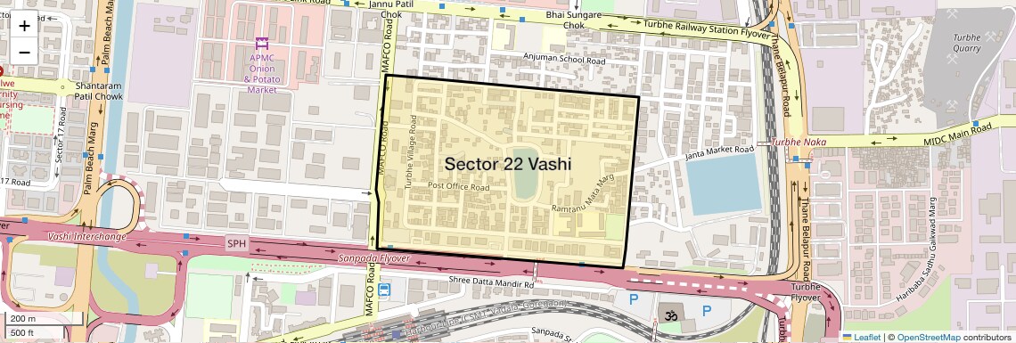 Location Map of Sector 22 Vashi, Navi Mumbai
