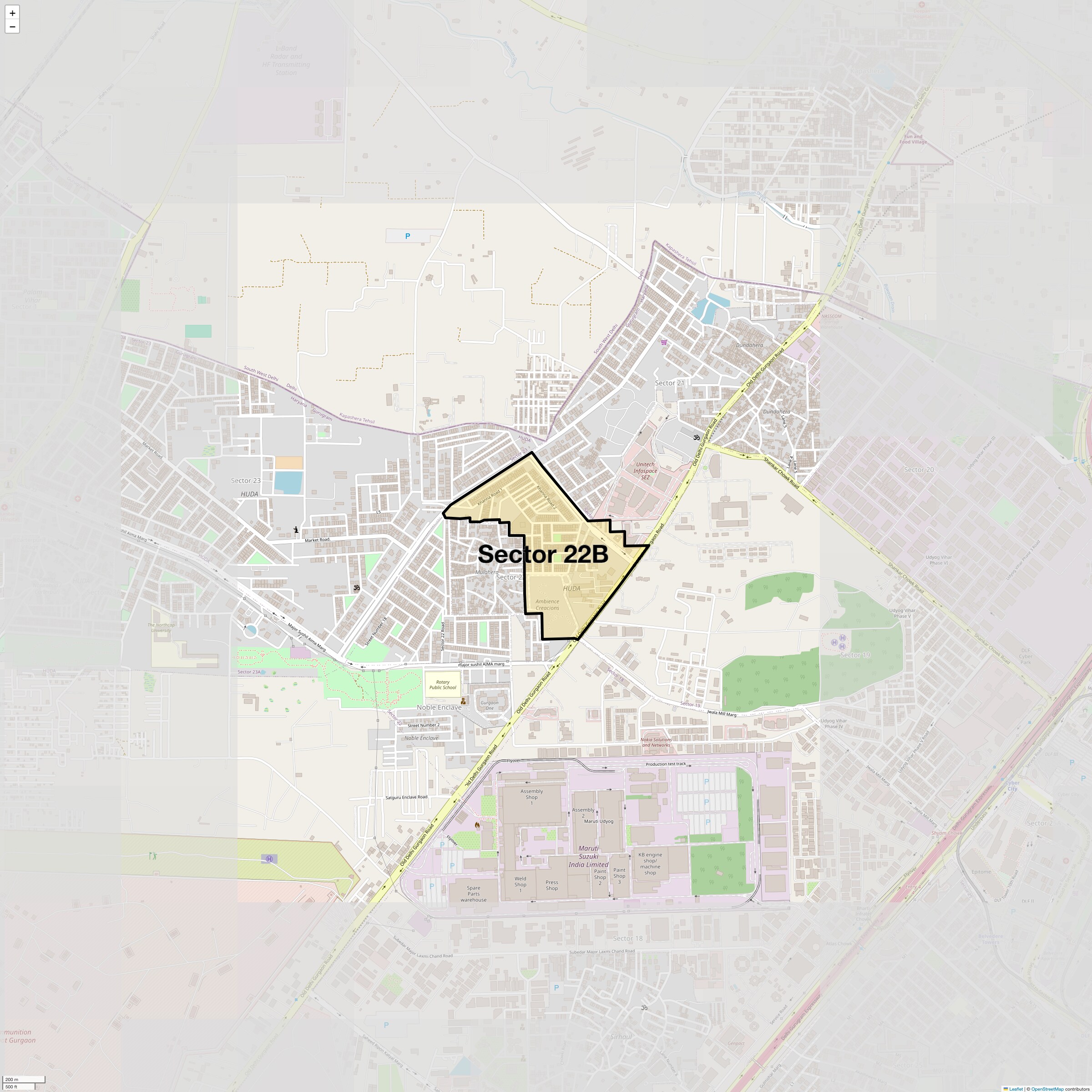 Location Map of Sector 22b, Gurgaon