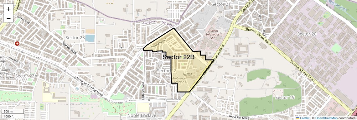 Location Map of Sector 22B, Gurgaon