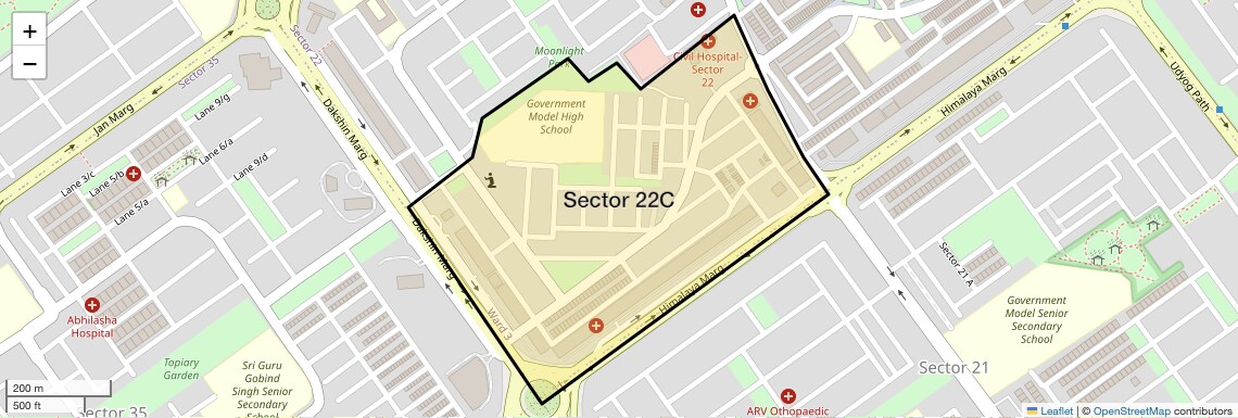 Location Map of Sector 22C, Chandigarh