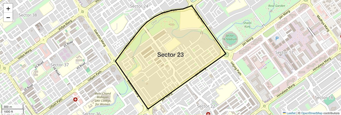 Location Map of Sector 23, Chandigarh