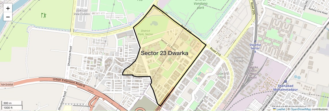 Location Map of Sector 23 Dwarka, Delhi
