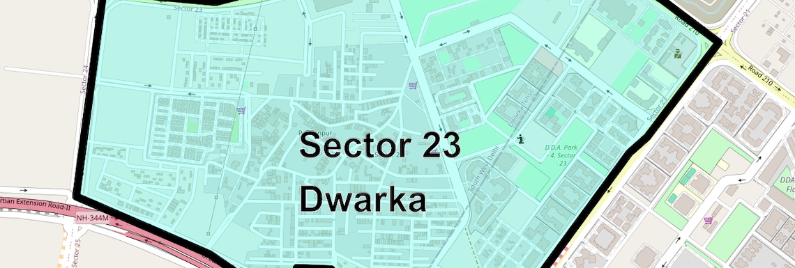 Location Map of Sector 23 Dwarka, Delhi