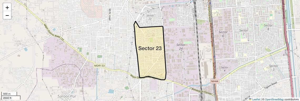 Location Map of Sector 23, Faridabad