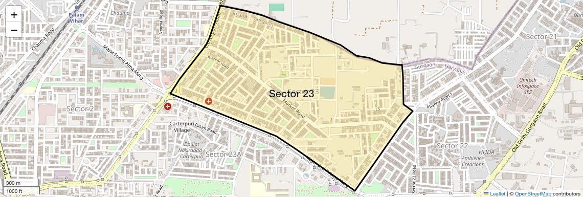 Location Map of Sector 23, Gurgaon
