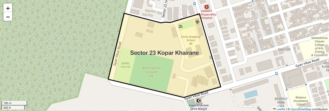 Location Map of Sector 23 Kopar Khairane, Navi Mumbai