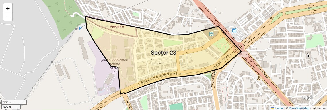Location Map of Sector 23, Pune