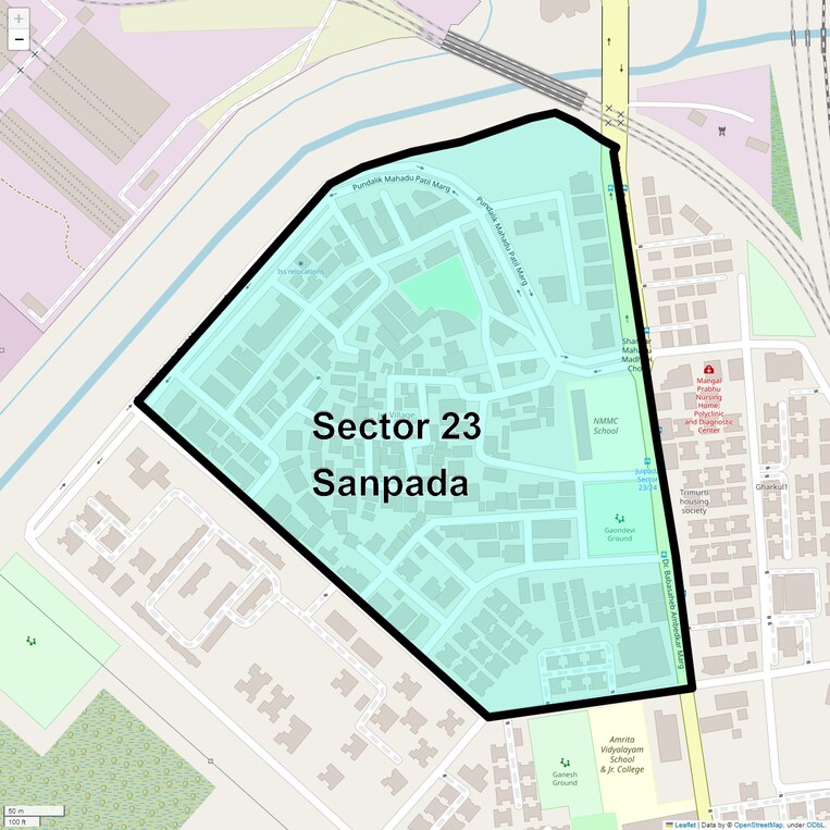 Location Map of Sector 23 Sanpada