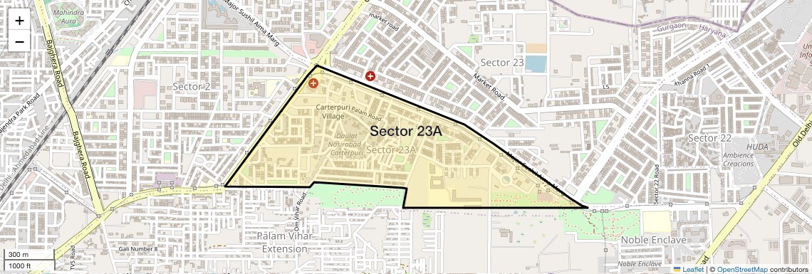 Location Map of Sector 23A, Gurgaon