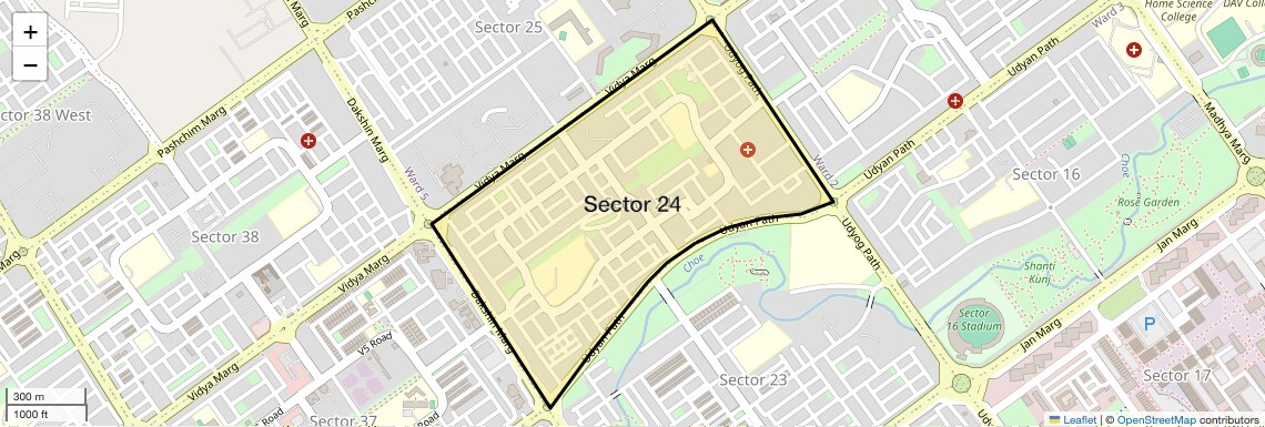 Location Map of Sector 24, Chandigarh
