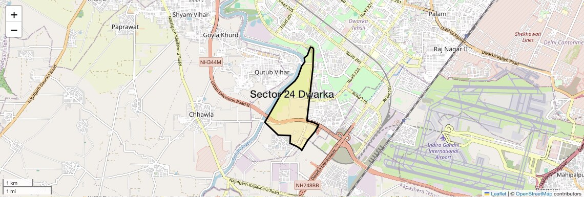 Location Map of Sector 24 Dwarka, Delhi