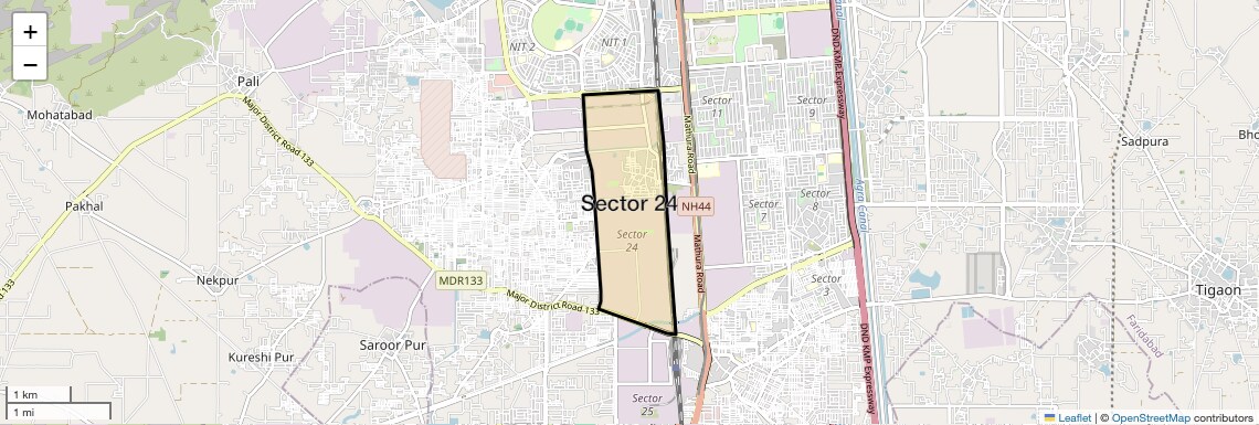 Location Map of Sector 24, Faridabad