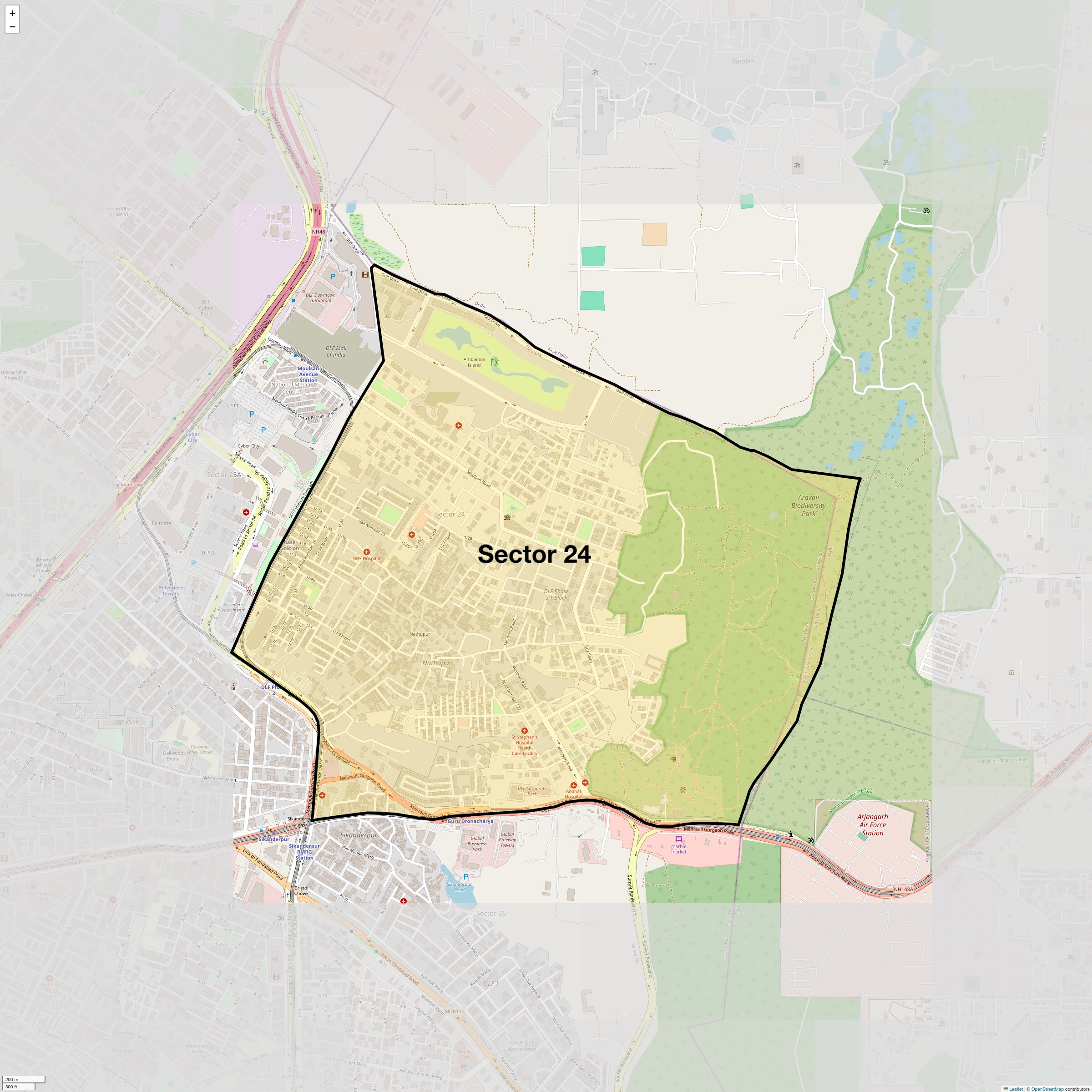 Location Map of Sector 24, Gurgaon